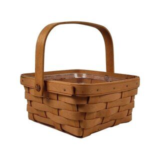 Longaberger Basket and Liner Square Hand Woven Single Handle Dresden Ohio 1997